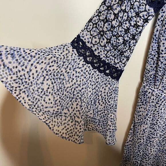 Alexis LANELLE PRINTED LONG-SLEEVE MINI DRESS IN BLUE sz M - Picture 7 of 10